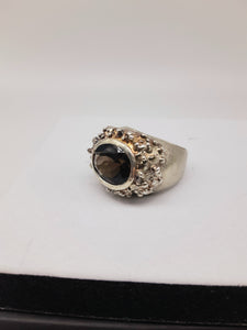 Anello silver  e QUARZO FUME' Mis  14