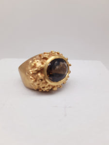 Anello bronzo e QUARZO FUME' mis 14 / 15