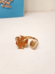 Anello quarzo citrino e zaffiro giallo mis 12