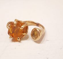 将图片加载到图库查看器，Anello quarzo citrino e zaffiro giallo mis 12